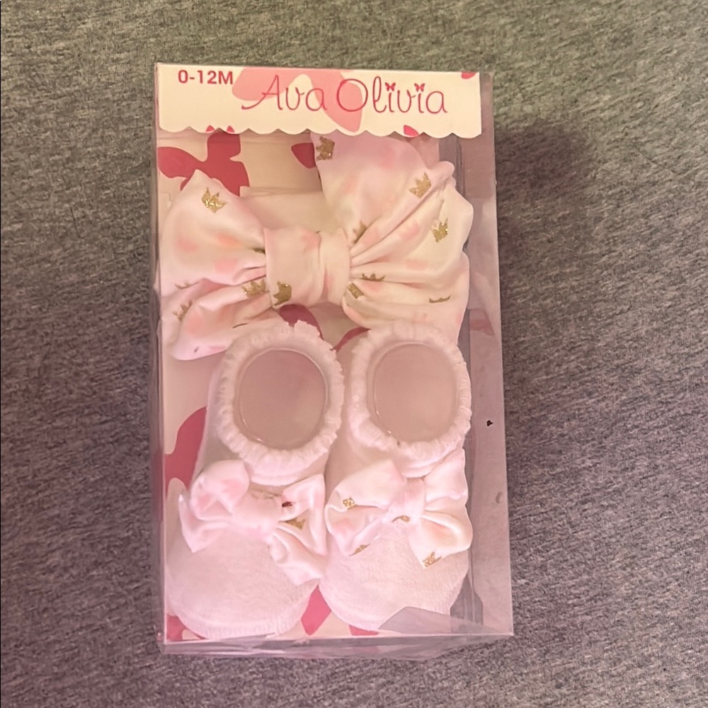 Pink Baby Shoes and Headband Set